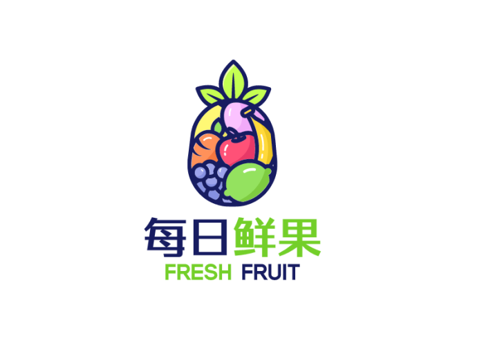 彩色活泼创意水果logo设计-logo设计 标智客