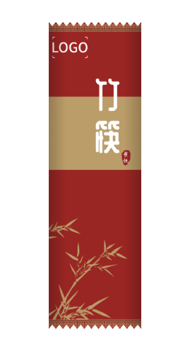 红色中式中国风传统竹子餐具包装