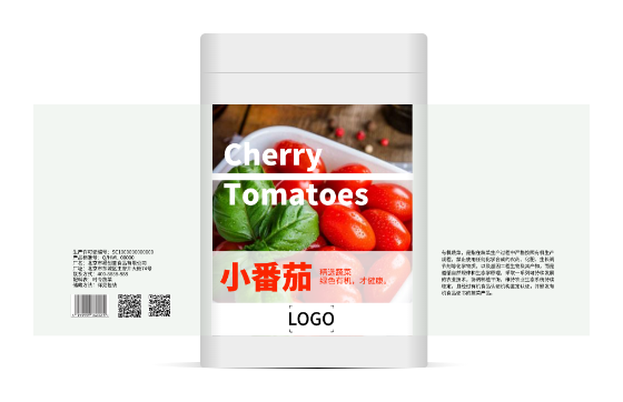 彩色實景蔬菜小番茄農產品包裝瓶貼設計