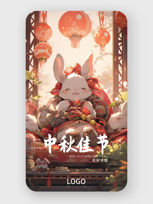 创意手绘插画中秋节手机海报设计