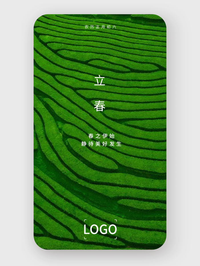 绿色简约实景立春 手机海报 设计
