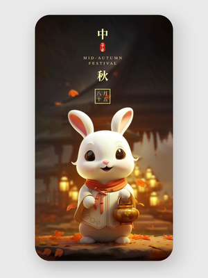 创意卡通中秋节手机海报设计