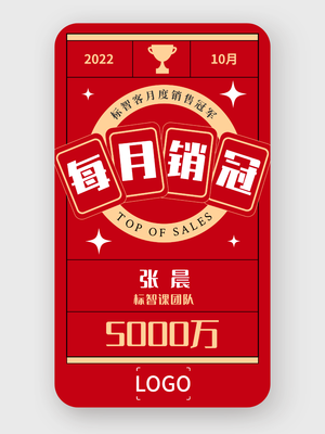紅色簡約銷售冠軍 獎(jiǎng)勵(lì)鼓舞 手機(jī)海報(bào)設(shè)計(jì)