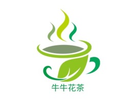 牛牛花茶店铺logo头像设计