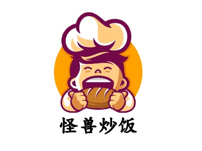 怪兽炒饭店铺logo头像设计