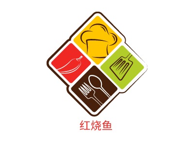 红烧鱼店铺logo头像设计