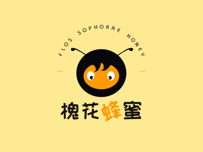 黄色卡通蜜蜂图标标志徽章logo设计