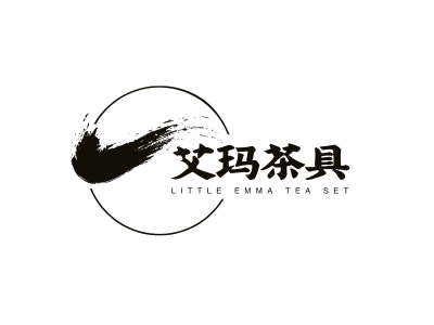笔墨中式茶具店铺门头图标标志logo设计