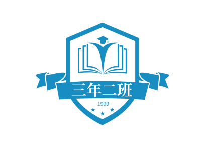 蓝色简约教育书本人物条幅徽章图标标志logo设计