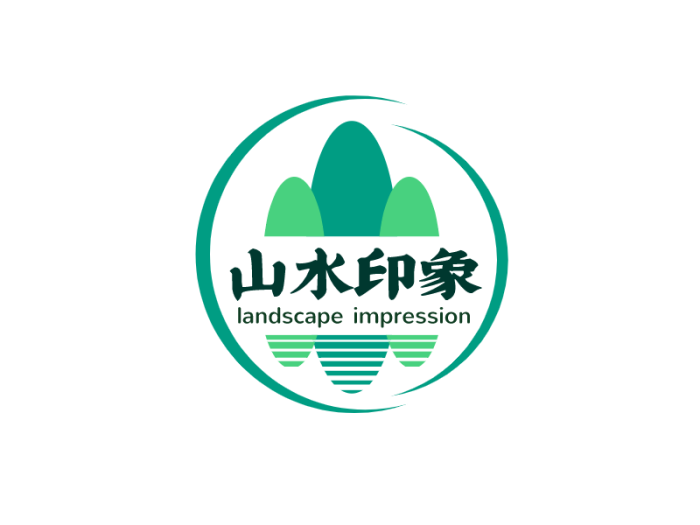绿色山水自然图标标志logo设计