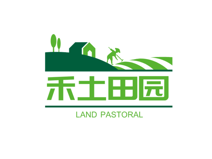 绿色自然房屋农田人物门头店铺图标标志logo设计