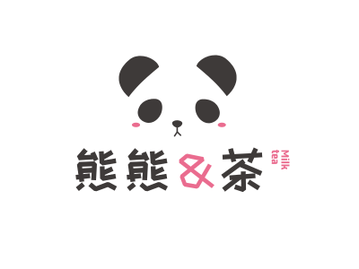 動物卡通熊貓可愛造型奶茶類微信頭像圖標門頭logo設計