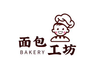 棕色卡通人物厨师美食烹饪图标标志logo设计