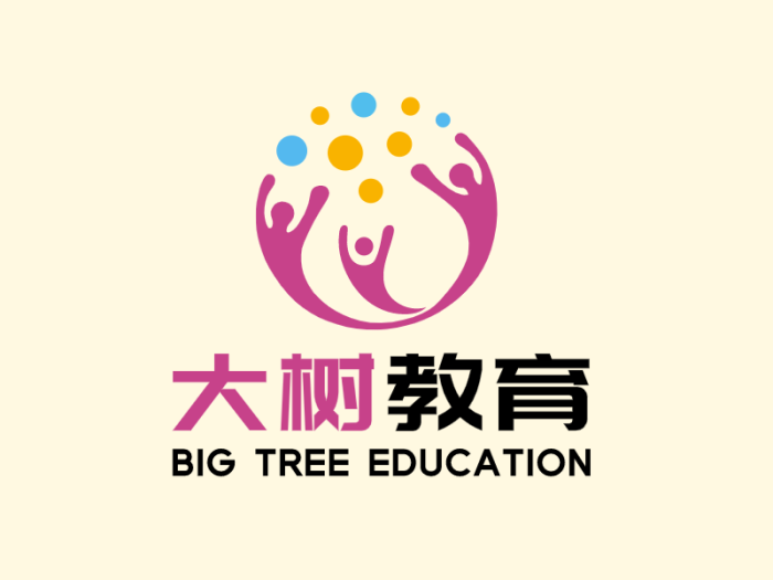 图文结合大树教育人物图标标志logo设计