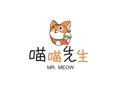 卡通猫咪饮品奶茶图标标志logo设计