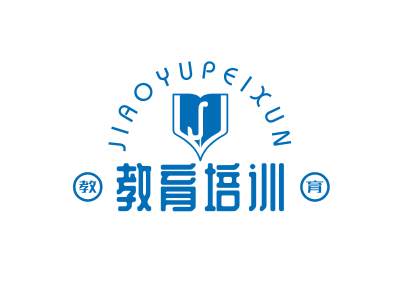 創意藍色書本教育公司徽章商標圖標logo設計