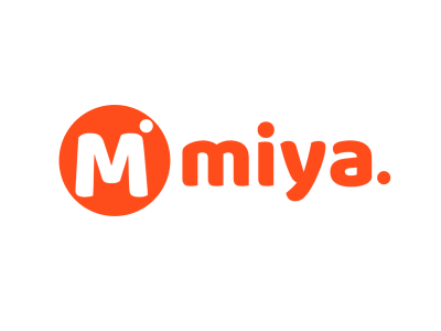 橙色活泼可爱miya童装店铺字母logo设计