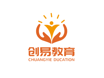 橙色阳光简约教育徽章logo设计