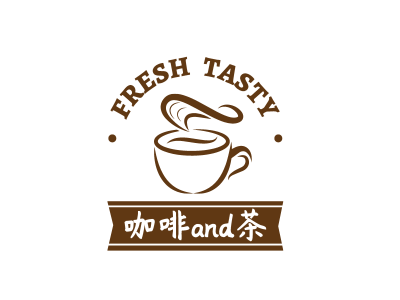棕色简约咖啡奶茶徽章logo设计