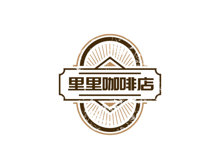 深色几何圆圈线条咖啡徽章店铺产品商标门头图标标志logo设计