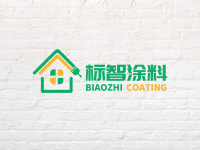 绿色清新简约创意涂料油漆房子家居装修店铺logo设计