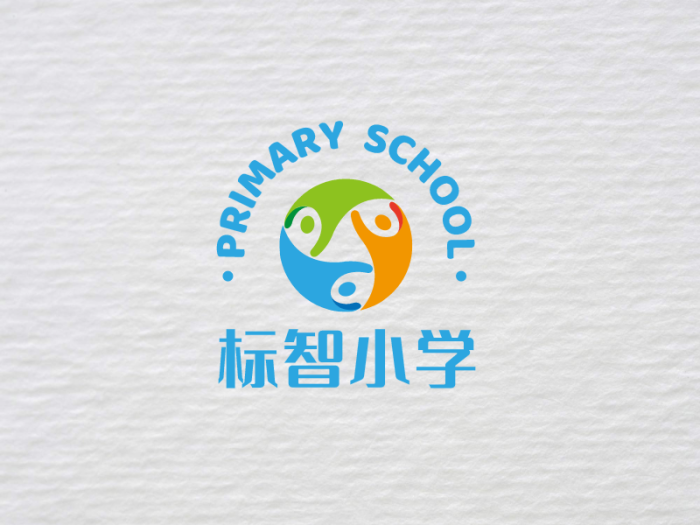 蓝色活泼小学班级校园徽章logo设计