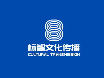 蓝色简约文化传媒公司数字logo设计