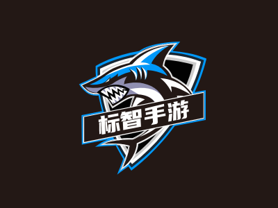 酷炫鲨鱼电竞游戏网站徽章logo设计