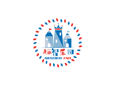 蓝色创意活泼卡通游乐园徽章logo设计