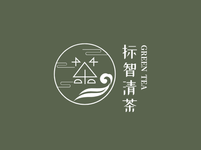 绿色中式茶茗茶店铺logo设计