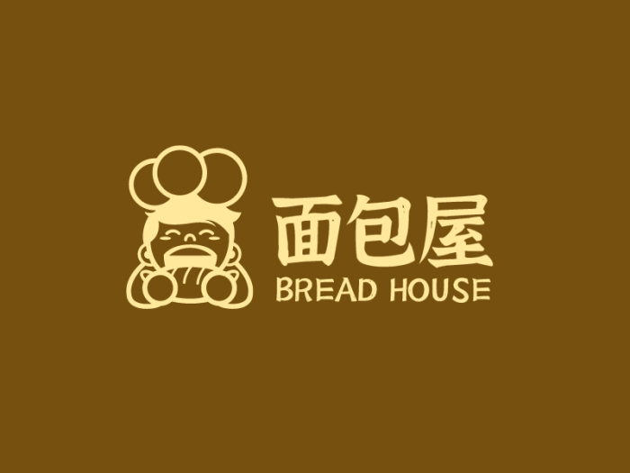 简约创意卡通人物面包屋店铺logo设计