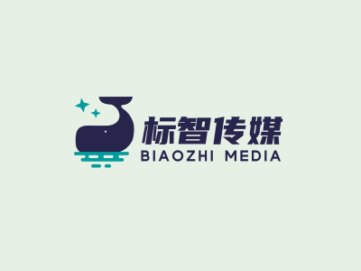 黑色创意卡通鲸鱼文化传媒公司logo设计