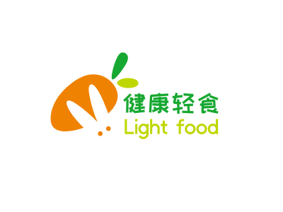 橙色卡通萝卜兔子健康轻食店铺logo设计