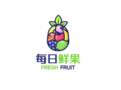 彩色活泼创意水果logo设计