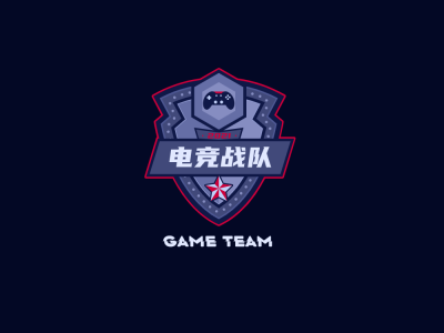 黑色酷炫电子电竞战队游戏徽章logo设计