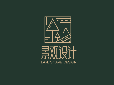 黑色创意抽象园林景观logo设计