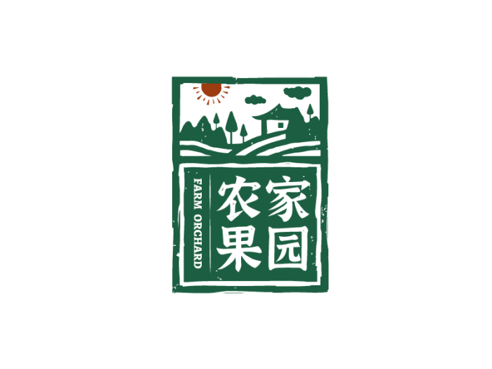 绿色创意雕刻风格农庄徽章logo设计