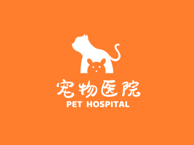 橙色创意活泼动物宠物医院logo设计