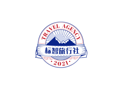 蓝色创意户外运动旅游徽章logo设计