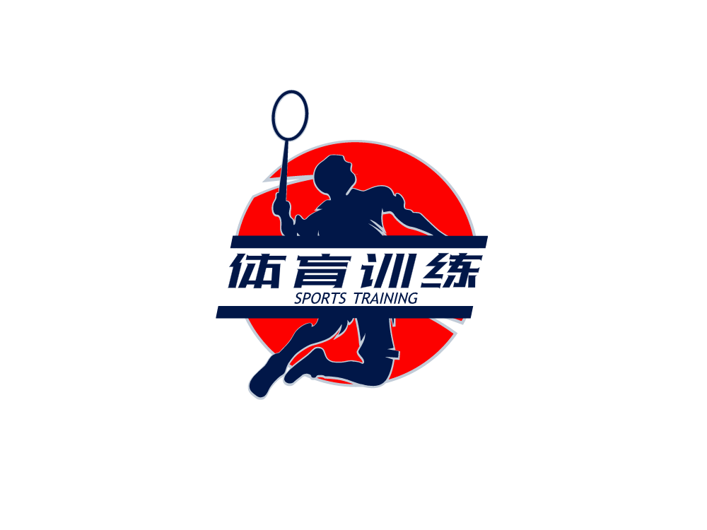 红色创意体育训练运动徽章logo设计