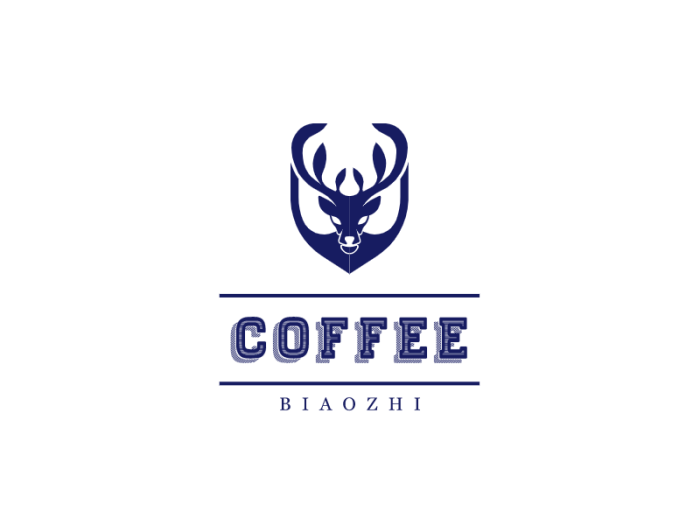 蓝色创意鹿角咖啡店店铺logo设计