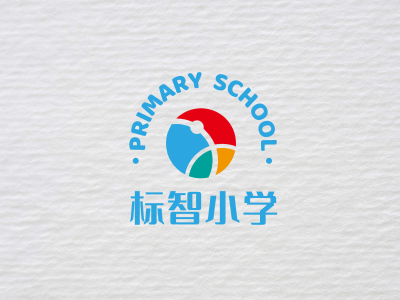 蓝色简约学校徽章logo设计