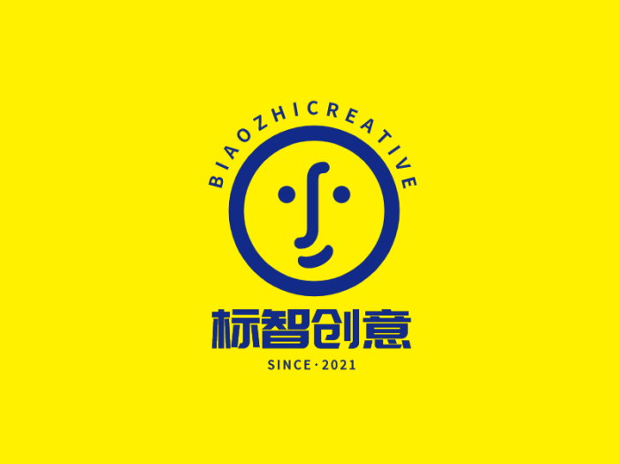 黄蓝色创意卡通logo设计