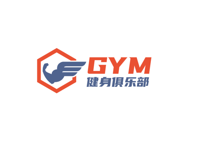 橙蓝色肌肉健身logo设计