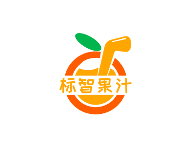 橙黄色果汁饮品水果logo设计