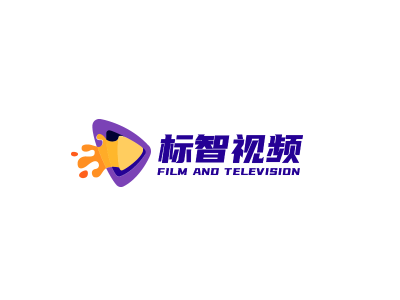 紫色卡通播放视频logo设计