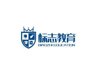 藍色英倫教育徽章logo設計
