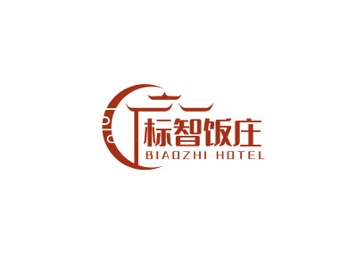 复古中式建筑饭店logo设计
