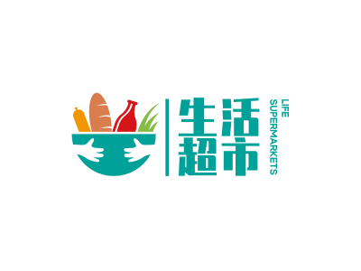 绿色清新创意扁平生活超市logo设计