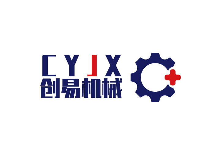 简约红蓝齿轮创易机械logo设计